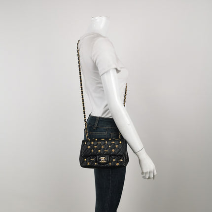 Chanel Classic Flap Mini Egyptian Amulet Black Lambskin Leather Gold Hardware