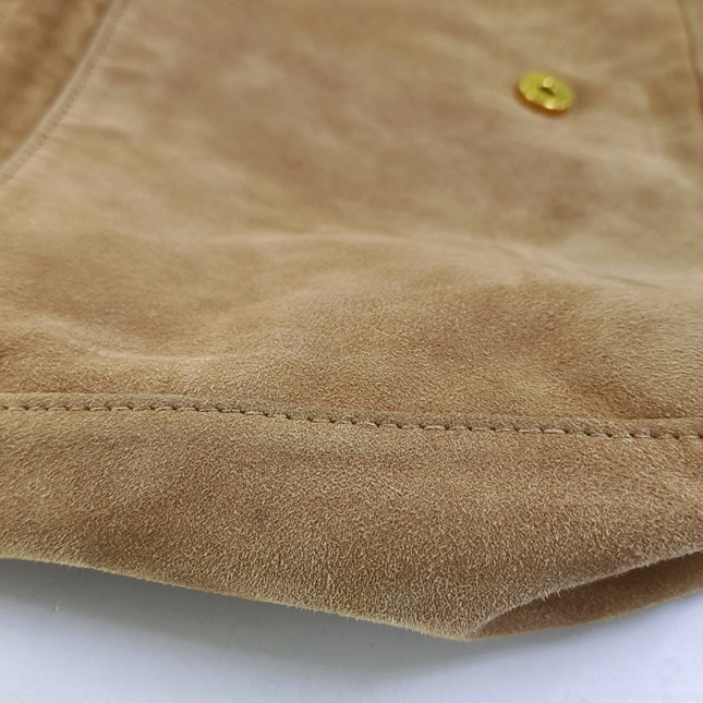 Fendi Mamma Baguette Large Brown Suede Leather Zipper Opening