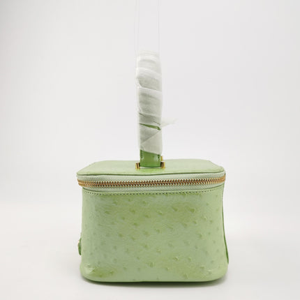 Versace Vintage Logo Sun Vanity Bag Green Calfskin Leather Gold Hardware