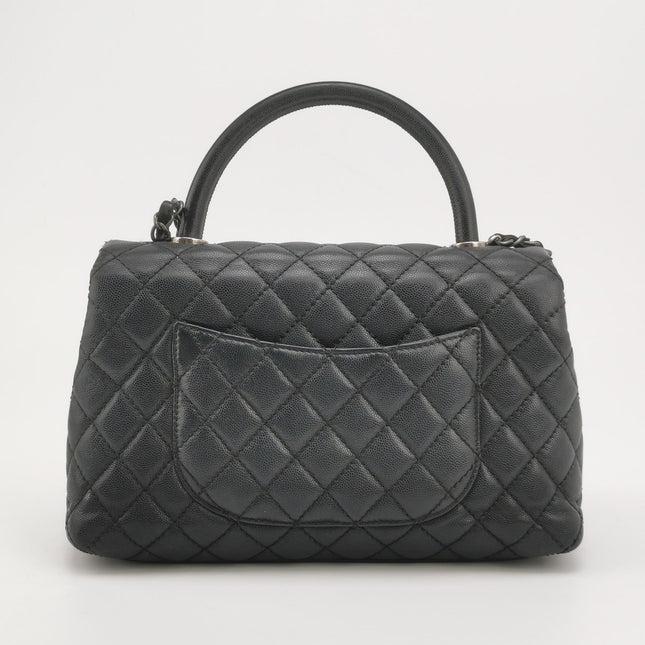 Chanel Coco Handle Medium Black Caviar Leather Silver Hardware, 2016