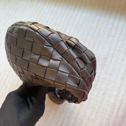 Bottega Veneta Jodie Mini Fondant Dark Chocolate Brown Lambskin Leather Clutch Bag