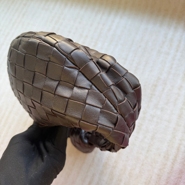 Bottega Veneta Jodie Mini Fondant Dark Chocolate Brown Lambskin Leather Clutch Bag