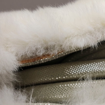 Chanel White Rabbit Fur Kiss Lock Clutch Chain Bag