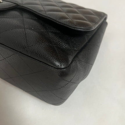 Chanel Classic Flap Jumbo 2009 Black Caviar Leather Single Flap Silver Hardware