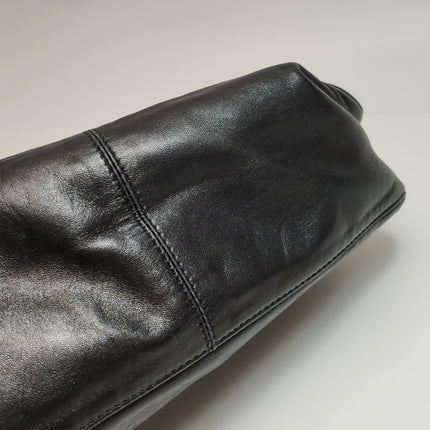 Fendi Mamma Baguette Black Lambskin Leather Green Enamel Buckle