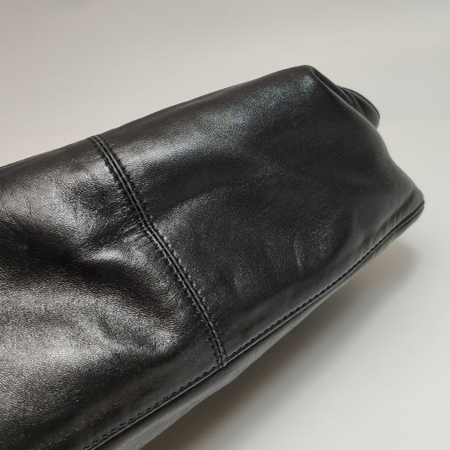 Fendi Mamma Baguette Black Lambskin Leather Green Enamel Buckle