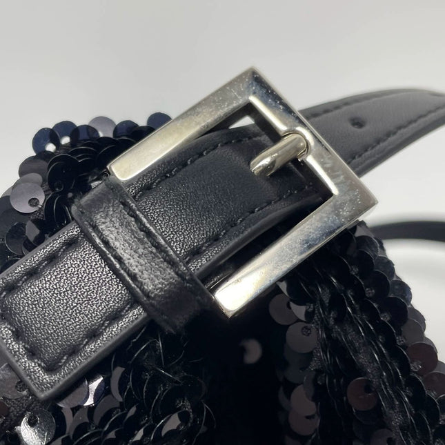 Fendi Baguette Vintage Black Sequins and Leather