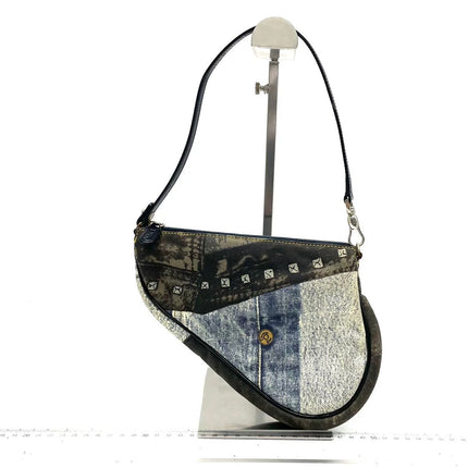 Dior Saddle Classic Mini Denim Jeans Patchwork Zipper Opening Handbag-Luxbags