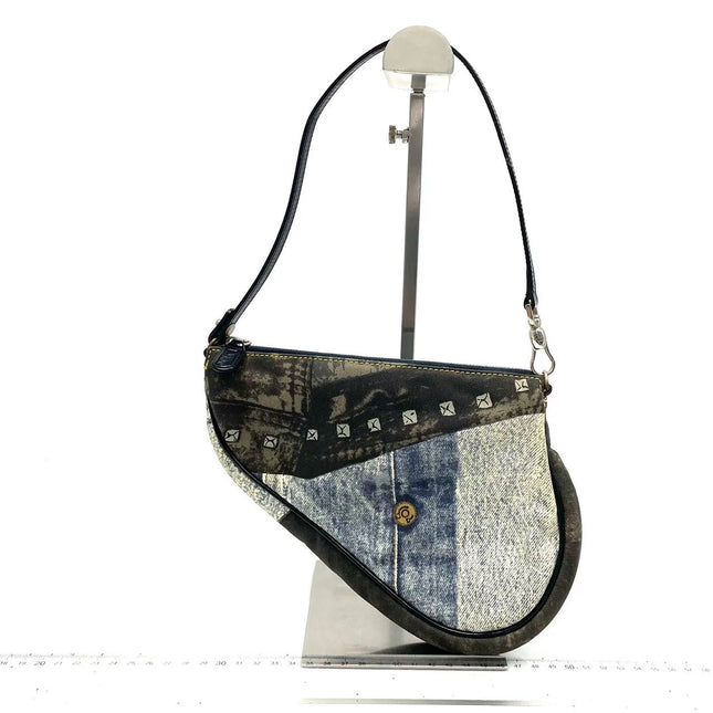 Dior Saddle Classic Mini Denim Jeans Patchwork Zipper Opening Handbag-Luxbags