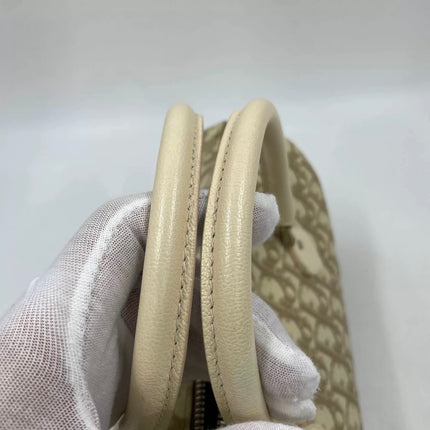 Dior Boston Bowling Bag White Oblique Monogram Canvas With Flower Embroidery