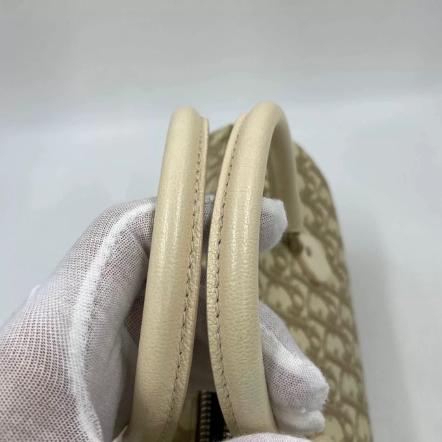 Dior Boston Bowling Bag White Oblique Monogram Canvas With Flower Embroidery