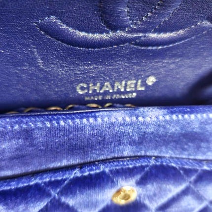 Chanel Classic Flap Medium Royal Blue Velvet Silver Hardware