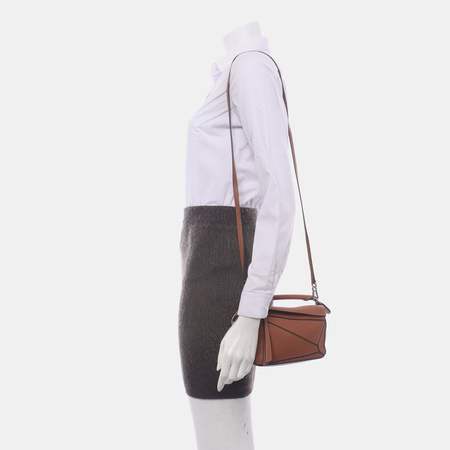 Sold Loewe Puzzle Mini Caramel Tan Calfskin Leather Crossbody Bag