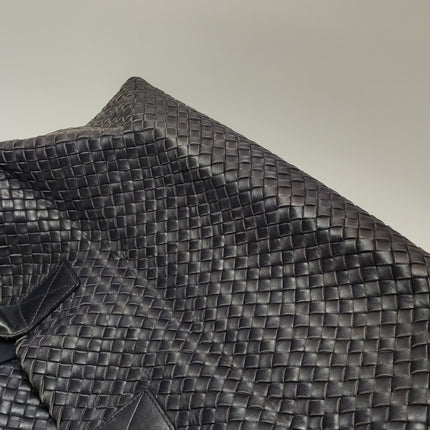 Bottega Veneta Cabat MM Intreccio Leather Tote Bag Navy 40cm
