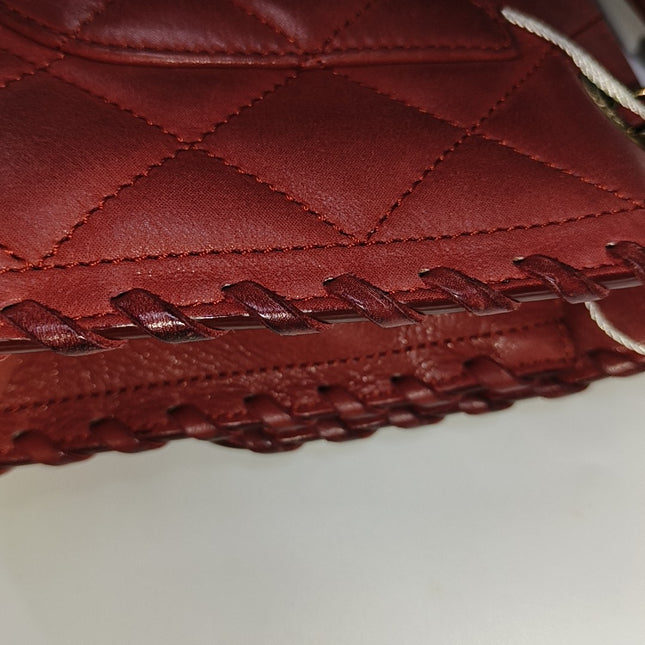 Chanel Classic Flap Medium Happy Stitch Red Aged Calfskin Leather Gold Hardware, 2015-2016