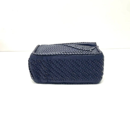 Loewe Braided Puzzle Small Woven Navy Leather Crossbody Bag
