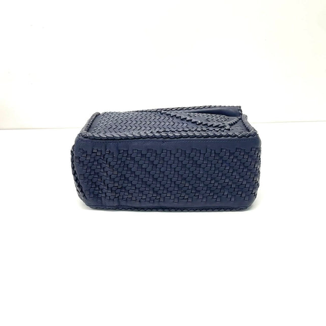 Loewe Braided Puzzle Small Woven Navy Leather Crossbody Bag