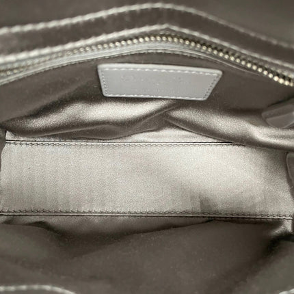 Lady Dior Mini Grey Silk with Crystals Silver Hardware
