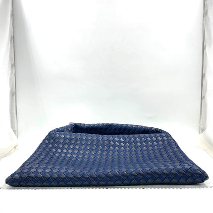 Bottega Veneta Hop Large Leather and Denim Intrecciato Navy Hobo Bag 55cm