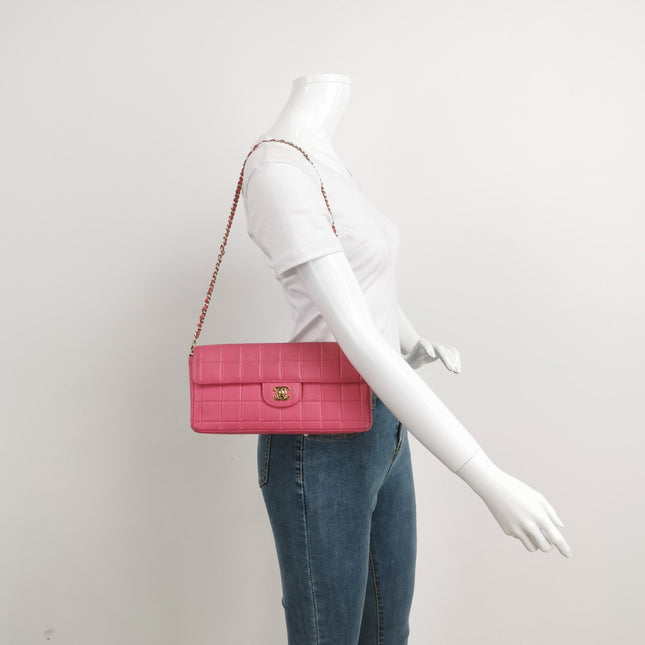 Sold Chanel East West Chocolate Bar Fuchsia Pink Leather