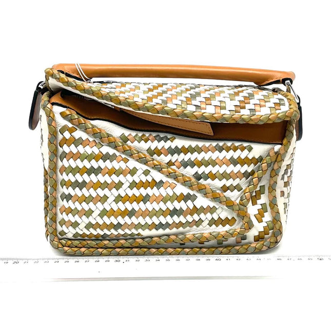 Loewe Puzzle Small Leather Woven Multicolor Crossbody Bag-Luxbags