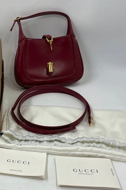 Gucci Jackie 1961 Mini Red Burgundy Leather Bag