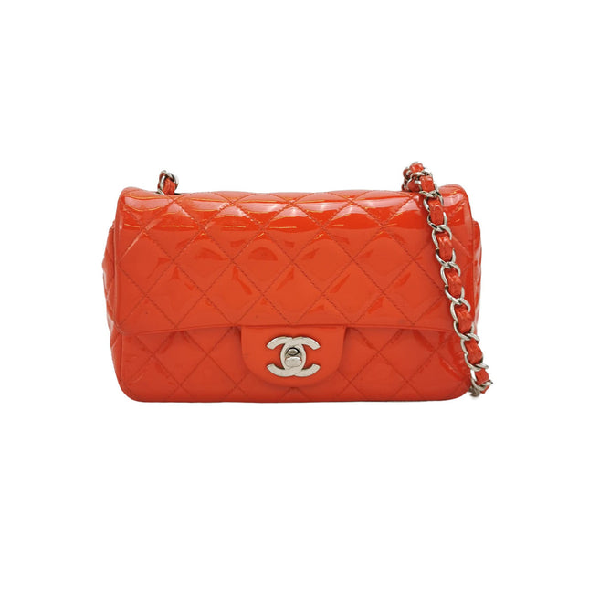 Chanel Classic Flap Square 2014 Orange Patent Leather Bag-Luxbags
