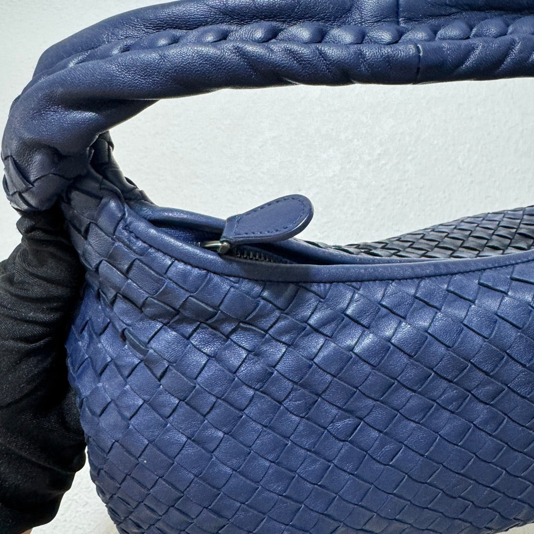 Bottega Veneta Belly Hobo Intrecciato Lambskin Leather Navy Medium 40cm