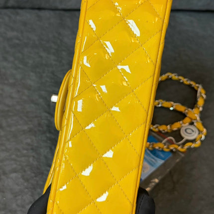 Chanel Classic Flap Rectangular Mini Yellow Patent Leather Silver Hardware, 2014-2015