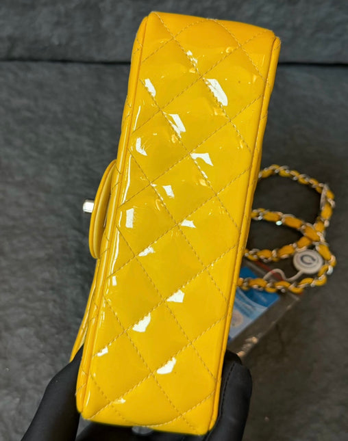 Chanel Classic Flap Rectangular Mini Yellow Patent Leather Silver Hardware, 2014-2015