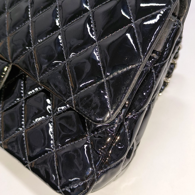 Chanel Classic Flap Medium Black Patent Leather Silver HW, 2010-2011