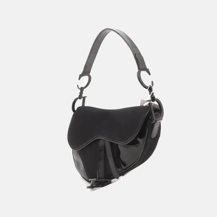 Sold Dior Saddle Vintage So Black Fabric and Patent Leather Shoulder Bag
