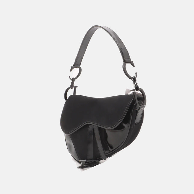 Sold Dior Saddle Vintage So Black Fabric and Patent Leather Shoulder Bag