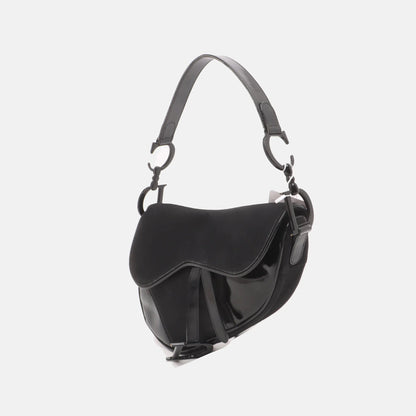 Dior Saddle Vintage So Black Fabric and Patent Leather Shoulder Bag