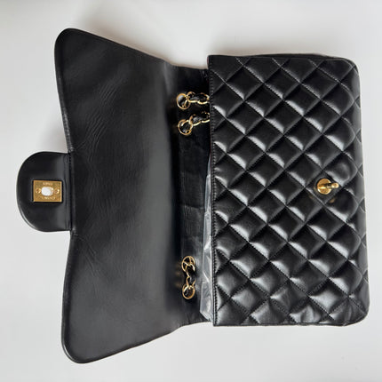 Chanel Classic Flap Jumbo Black Lambskin Leather Single Flap Gold Hardware 2009-2010