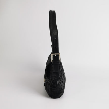 Fendi Baguette Black Glittering Waterfall Beads Shoulder Bag