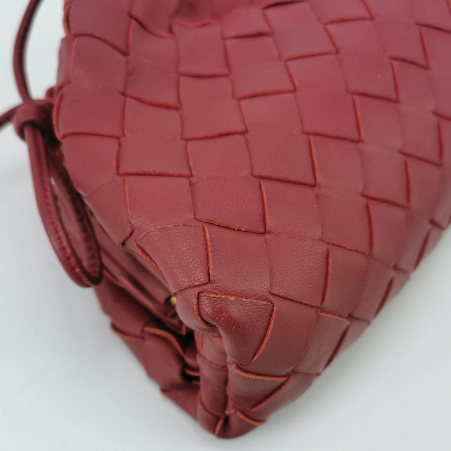 Sold Bottega Veneta Pouch Mini Intrecciato Burgundy Lambskin Leather Crossbody Bag