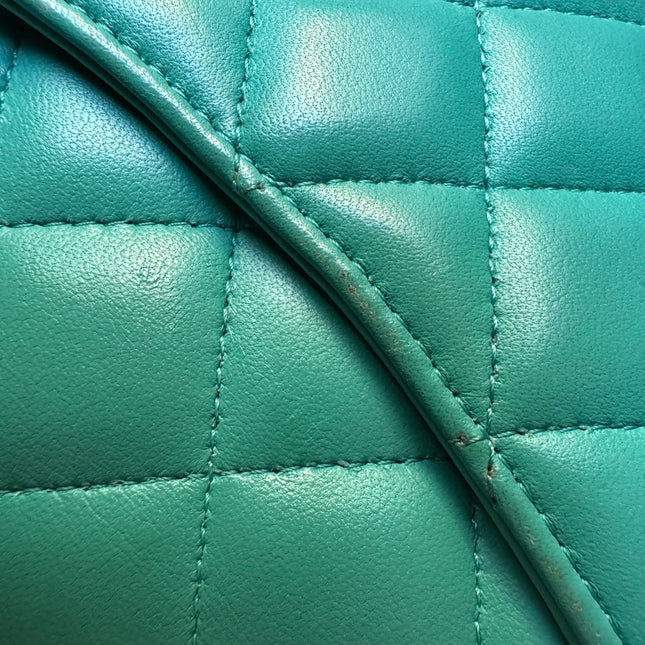 Chanel Classic Flap Mini 2018 Turquoise Blue Green Lambskin Leather Gold Hardware