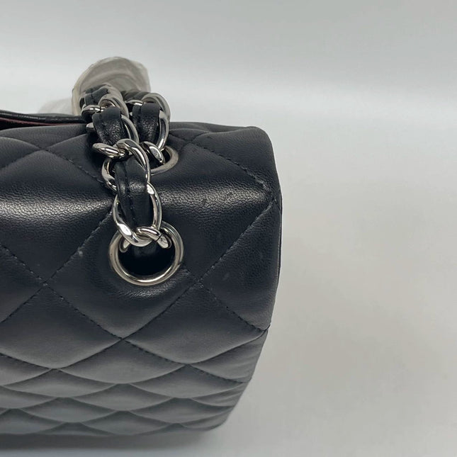 Chanel Classic Flap Maxi Black Lambskin Leather Double Flap Silver Hardware 2011-2012