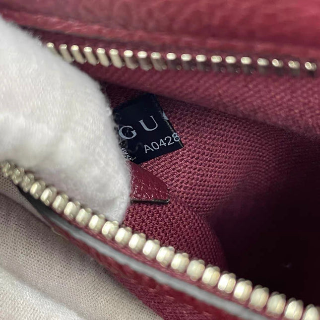 Gucci Jackie 1961 Burgundy Large Pebbled Leather Shoulder Bag with Strap