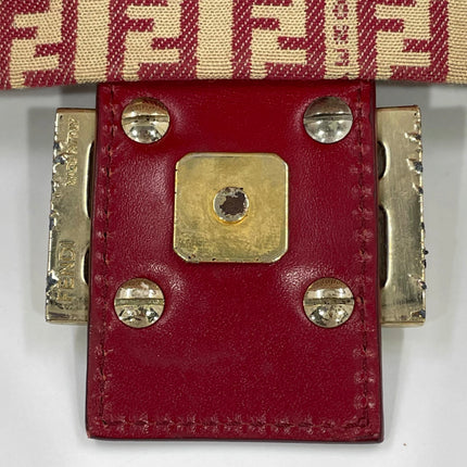 Fendi Mamma Baguette Red Classic Zucchino Monogram Shoulder Bag