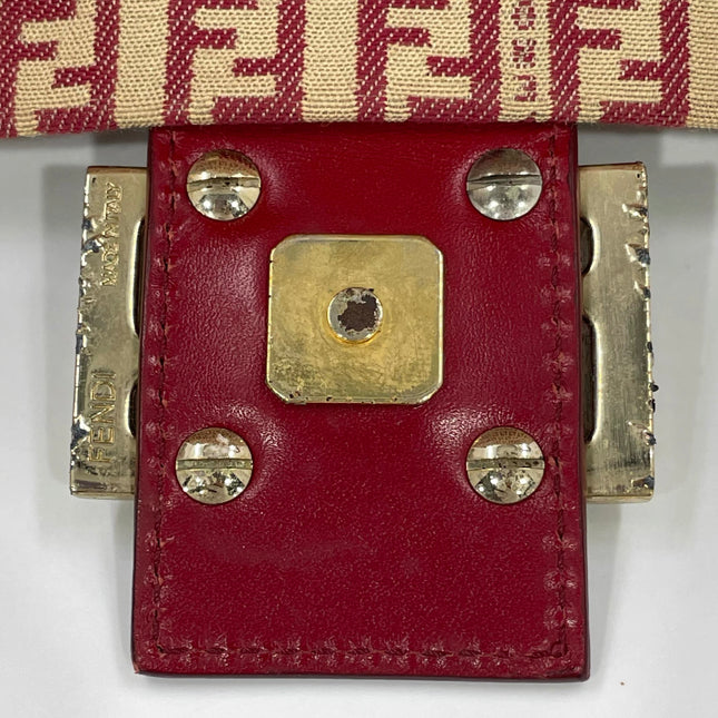 Fendi Mamma Baguette Red Classic Zucchino Monogram Shoulder Bag