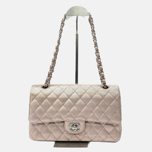 Chanel Classic Flap Jumbo Large 2016 Pink Metallic Pixel Effect Calfskin Leather-Luxbags