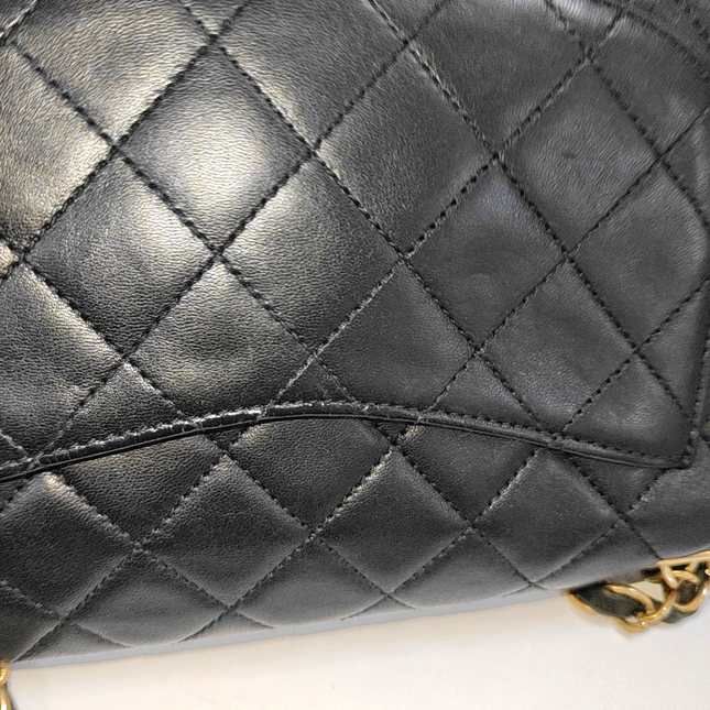 Chanel Classic Flap Medium Black Lambskin Leather Valentine Marine Charms