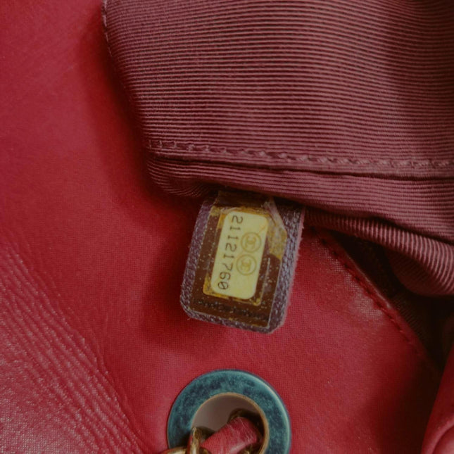 Chanel Classic Flap Medium Happy Stitch Red Aged Calfskin Leather Gold Hardware, 2015-2016