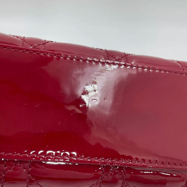 Lady Dior Mini Handbag Burgundy Red Patent Leather Gold-tone Chain Strap 2020 Suede Interior