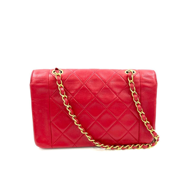 Chanel Diana CC Flap Bag Small Vintage Red Lambskin Leather with 24k Gold HW, 1989-1991
