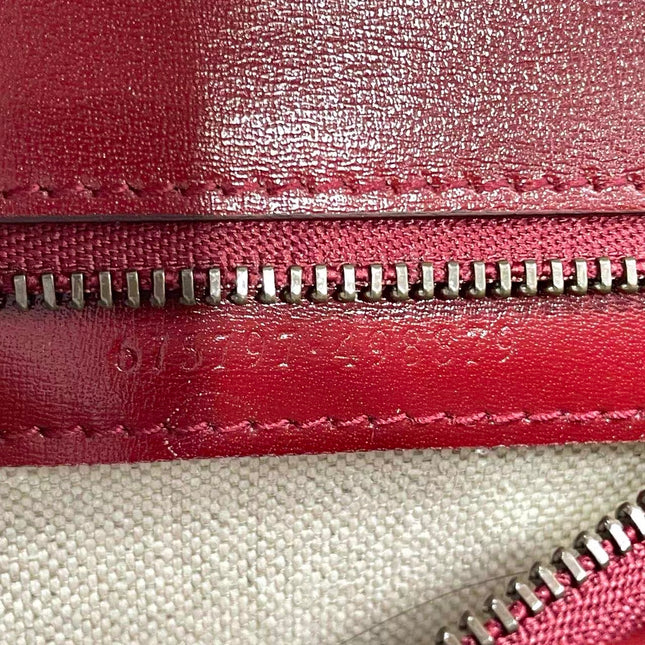 Gucci Bamboo 1947 Small Ancora Red Burgundy Calfskin Leather Top Handle Bag