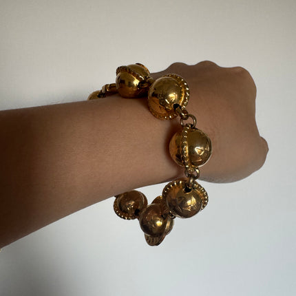 Celine 1990s Gold-tone Triomphe Planet Link Charm Bracelet