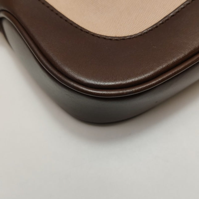 Sold Gucci Jackie Vintage Small Brown Leather and Fabric Silver Hardware